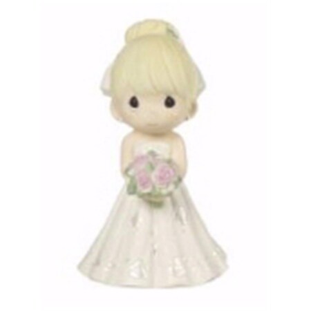 Dwellingdesigns 5 in. Figurine Bride Wedding Cake Topper - Blond Hair Light Skin Tone DW1684160